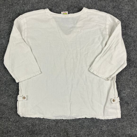 Drawstrings of Malibu Shirt Women's Medium White 3/4 Sleeve V-Neck Lightweight - Picture 7 of 8